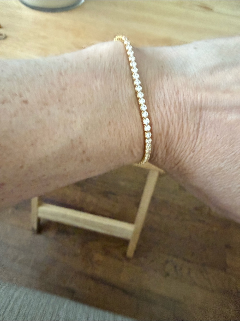 Gold-Tone Tennis Bracelet with Clear Stones - Elegant Women's Bracelet